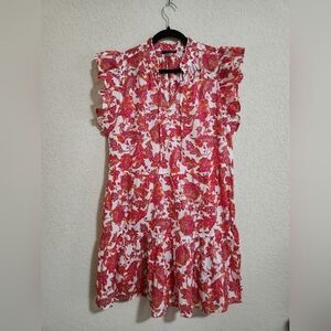 Tommy Hilfiger Red and Orange Floral Dress 100% Cotton